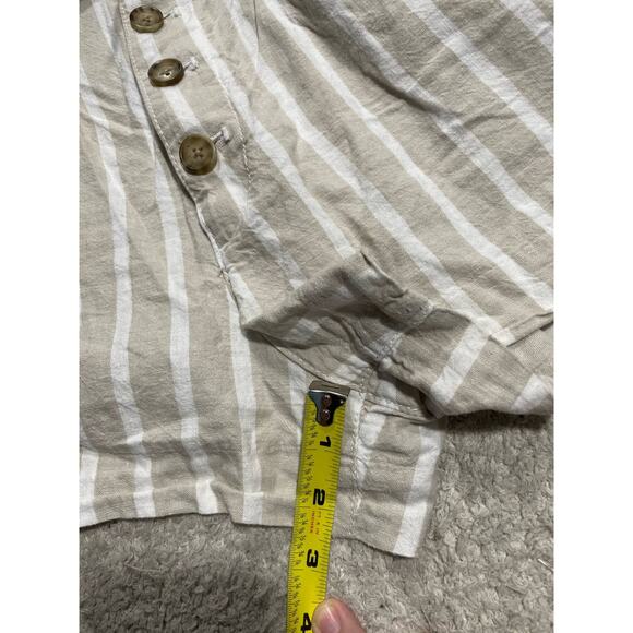 Abercrombie & Fitch Linen Cotton Button Shorts Womens Medium Tan White Stripes - Picture 3 of 11
